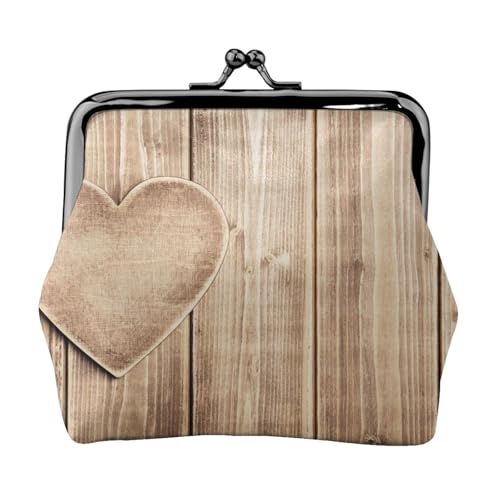 Wood Heart Personalisierte Unisex bedruckte Münzbörse – Premium Mikrofaser Leder Geldbörse mit Schnappverschluss von Hgbbdyyjj