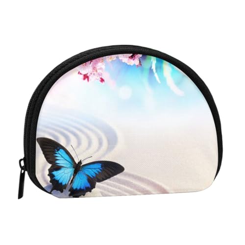 Zen Design Schmetterling Mini Shell Münzgeldbörse – kompakte Geldbörse mit Reißverschluss für Münzen, Schlüssel und kleine Gegenstände von Hgbbdyyjj
