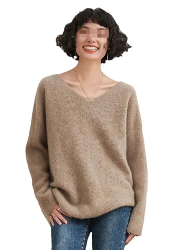 Hgvcfcv Herbst- Und Winter-Damen-Kaschmir-Strickhemd Mit V-Ausschnitt, Dicker, Warmer Slouchy-Pullover, Damen-Wollpullover von Hgvcfcv