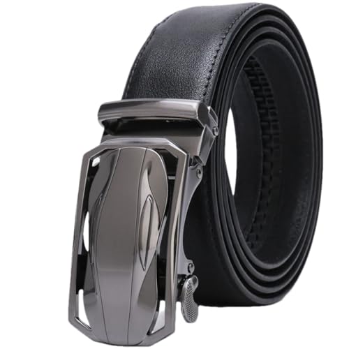 Hgvcfcv Herren-Gürtel aus echtem Leder mit Ratsche und automatischer Schiebeschnalle, Übergröße, 8, 145cm (Waist 130cm) von Hgvcfcv