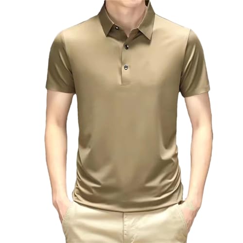 Hgvcfcv Herren-Poloshirt aus Seide, für Frühling und Sommer, leicht, Business, lässig, cool, kurzärmelig, Herren-Golf-Poloshirt, a, XXL von Hgvcfcv
