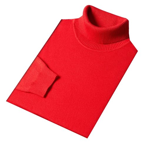 Hgvcfcv Herren Slim Fit Rollkragenpullover Warm Strickpullover Männer Casual Strickwaren Langarm Pullover, rot, XXXXL von Hgvcfcv