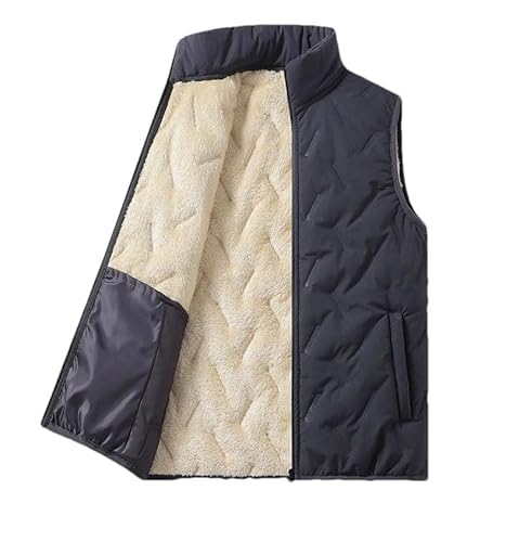 Hgvcfcv Herren Weste Winter Gepolstert Und Verdickt Ärmellos Jacke Warm Baumwolle Unterhemd Kaschmir Wolle Männer Winter Weste, dunkelgrau, M von Hgvcfcv
