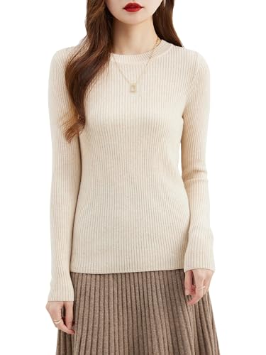 Hgvcfcv Rollkragenpullover Merinowolle Pullover Damen Strickpullover Langarm Weiche Warme Tops Winterpullover von Hgvcfcv