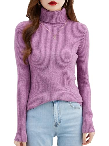 Hgvcfcv Rollkragenpullover Merinowolle Pullover Damen Strickpullover Langarm Weiche Warme Tops Winterpullover von Hgvcfcv