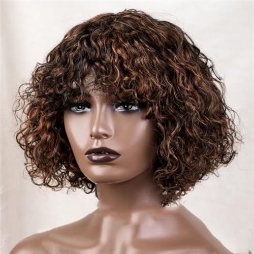 Kurze Bob-Haarperücken Mit Bang Blonde Ombre-Farbe, Nicht Lace-Front-Perücke Für Schwarze Frauen, Remy-Haar von Hgvcfcv