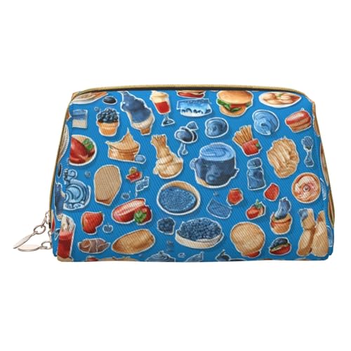 Hgvcse Food02 Make-up-Tasche aus PVC-Leder, mit Reißverschluss, Kosmetik-Organizer, täglicher Gebrauch, Weiß, Einheitsgröße, Weiß, One Size von Hgvcse