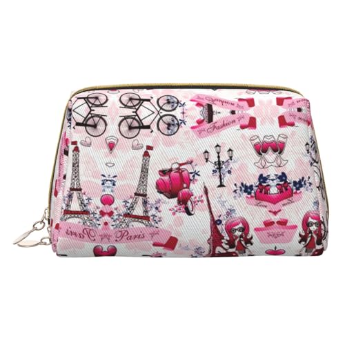 Hgvcse Kosmetiktasche aus PVC-Leder, Motiv: Eiffelturm, Frankreich, Reißverschluss, Reise-Kosmetik-Organizer für den täglichen Gebrauch, Weiss/opulenter Garten, Einheitsgröße von Hgvcse
