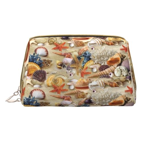 Hgvcse Kosmetiktasche aus PVC-Leder, Motiv: Seesterne, Muschel, Sandstrand, Reißverschluss, Reise-Kosmetik-Organizer, täglicher Gebrauch, Aufbewahrungstasche, Weiss/opulenter Garten, Einheitsgröße von Hgvcse