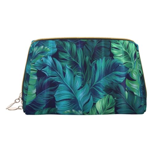 Hgvcse Kosmetiktasche aus PVC-Leder, tropische Palmenblätter, Reißverschluss, Reise-Kosmetik-Organizer, für den täglichen Gebrauch, Weiss/opulenter Garten, Einheitsgröße von Hgvcse