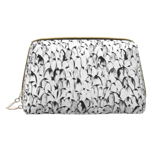 Hgvcse Kosmetiktasche aus PVC-Leder mit Pinguin-Muster, Reise-Kosmetik-Organizer für den täglichen Gebrauch, Weiß, Einheitsgröße, Weiß, One Size von Hgvcse