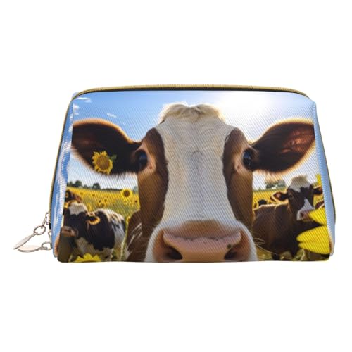 Hgvcse Kosmetiktasche aus PVC-Leder mit Sonnenblumen in blauer Tasche mit Reißverschluss, Reise-Kosmetik-Organizer, für den täglichen Gebrauch, Weiss/opulenter Garten, Einheitsgröße von Hgvcse