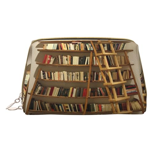 Hgvcse Make-up-Tasche aus PVC-Leder, Bücherregale, Sammel- und Leitertasche, Reißverschluss-Tasche, Reise-Kosmetik-Organizer, täglicher Gebrauch, Aufbewahrungstasche, Weiss/opulenter Garten, von Hgvcse