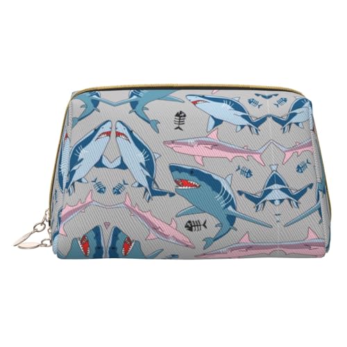 Hgvcse Make-up-Tasche aus PVC-Leder, Cartoon-Fisch-Design, mit Reißverschluss, Reise-Kosmetik-Organizer, für den täglichen Gebrauch, Weiss/opulenter Garten, Einheitsgröße von Hgvcse