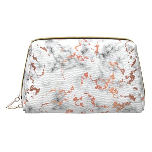 Hgvcse Make-up-Tasche aus PVC-Leder, Marmor-Textur, Kupferspritzer, Reißverschluss, Reise-Kosmetik-Organizer, täglicher Gebrauch, Aufbewahrungstasche, Weiss/opulenter Garten, Einheitsgröße von Hgvcse