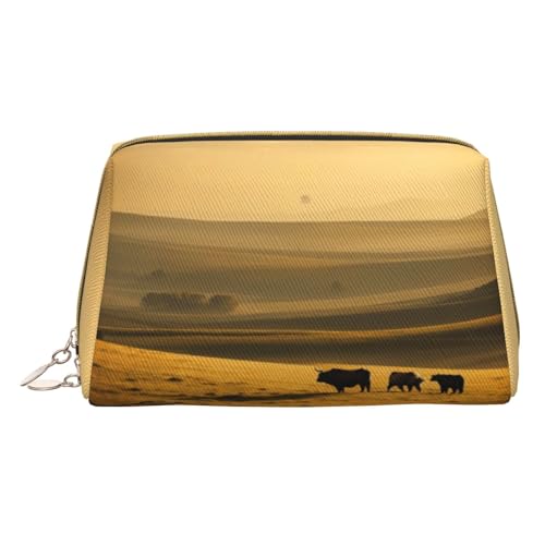 Hgvcse Make-up-Tasche aus PVC-Leder, Motiv: Hochlandkuh, Reißverschluss, Reise-Kosmetik-Organizer für den täglichen Gebrauch, Weiss/opulenter Garten, Einheitsgröße von Hgvcse