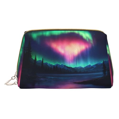 Hgvcse Make-up-Tasche aus PVC-Leder, Motiv: Nordlichter, Reißverschluss, Reise-Kosmetik-Organizer für den täglichen Gebrauch, Weiss/opulenter Garten, Einheitsgröße von Hgvcse