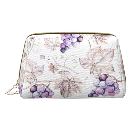 Hgvcse Make-up-Tasche aus PVC-Leder, Weinblätter, Reißverschluss, Reise-Kosmetik-Organizer, täglicher Gebrauch, Weiß, Einheitsgröße, Weiß, One Size von Hgvcse