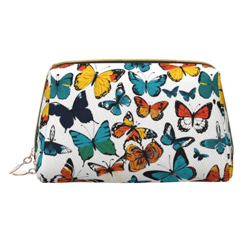 Hgvcse Make-up-Tasche aus PVC-Leder, bunt, Schmetterlings-Motiv, Reißverschluss, Reise-Kosmetik-Organizer, für den täglichen Gebrauch, Weiss/opulenter Garten, Einheitsgröße von Hgvcse