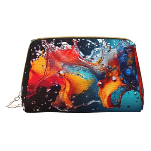 Hgvcse Make-up-Tasche aus PVC-Leder, bunt, mit Reißverschluss, Reise-Kosmetik-Organizer für den täglichen Gebrauch, Weiß, Einheitsgröße, Weiß, One Size von Hgvcse