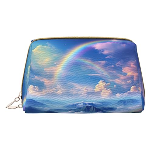 Hgvcse Make-up-Tasche aus PVC-Leder, klein, Regenbogenfarben, mit Reißverschluss, Reise-Kosmetik-Organizer, für den täglichen Gebrauch, Weiss/opulenter Garten, Einheitsgröße von Hgvcse