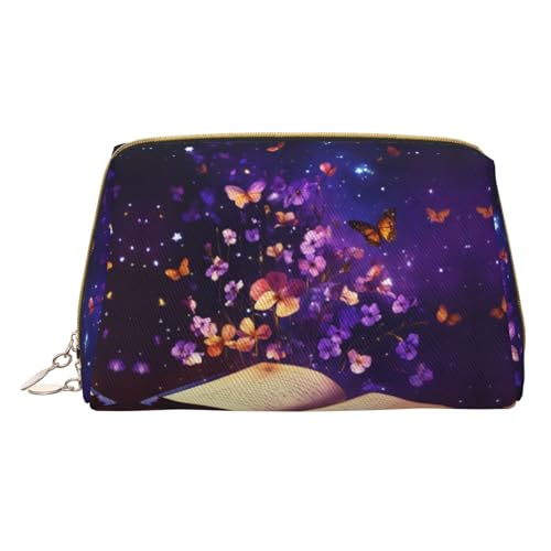 Hgvcse Make-up-Tasche aus PVC-Leder, mit Reißverschluss, Kosmetik-Organizer, für den täglichen Gebrauch, Weiss/opulenter Garten, Einheitsgröße von Hgvcse