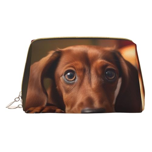 Hgvcse Make-up-Tasche aus PVC-Leder, niedlicher Dackel, mit Reißverschluss, Reise-Kosmetik-Organizer für den täglichen Gebrauch, Weiss/opulenter Garten, Einheitsgröße von Hgvcse