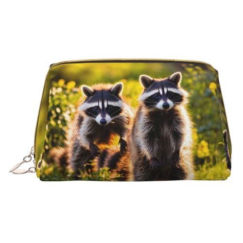 Hgvcse Make-up-Tasche aus PVC-Leder, niedlicher Waschbär, Reißverschluss, Reise-Kosmetik-Organizer, für den täglichen Gebrauch, Weiss/opulenter Garten, Einheitsgröße von Hgvcse