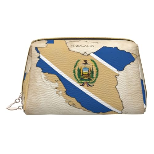 Hgvcse Makeupnicaragua-Flaggen-Tasche aus PVC-Leder, mit Reißverschluss, Reise-Kosmetik-Organizer für den täglichen Gebrauch, Weiß, Einheitsgröße, Weiß, One Size von Hgvcse