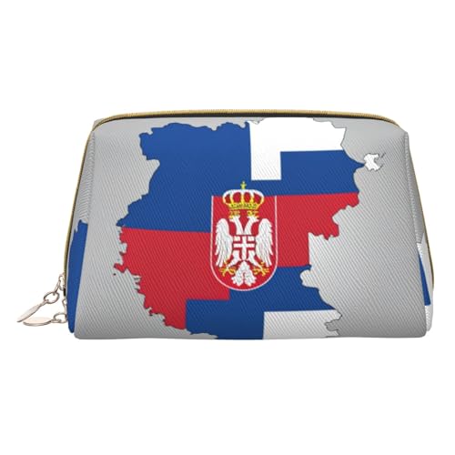 Hgvcse Makeupserbia Tasche aus PVC-Leder, flache Flagge, Karte, Reißverschluss, Reise-Kosmetik-Organizer, täglicher Gebrauch, Aufbewahrungstasche, Weiss/opulenter Garten, Einheitsgröße von Hgvcse