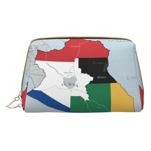 Hgvcse Makeupsouth Tasche mit Sudan-Flagge Map01 aus PVC-Leder, mit Reißverschluss, Reise-Kosmetik-Organizer, für den täglichen Gebrauch, Weiss/opulenter Garten, Einheitsgröße von Hgvcse