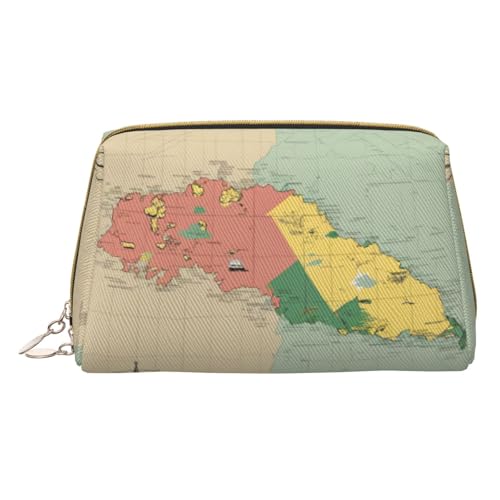Hgvcse Makeupvanuatu Kosmetiktasche aus PVC-Leder, geografische Eigenschaften, Reißverschluss, Reise-Kosmetik-Organizer, täglicher Gebrauch, Aufbewahrungstasche, Weiss/opulenter Garten, Einheitsgröße von Hgvcse