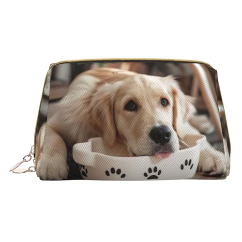 Hgvcse Niedlicher Futternapf aus PVC-Leder, Hundeknochen, mit Reißverschluss, Reise-Kosmetik-Organizer, für den täglichen Gebrauch, Weiss/opulenter Garten, Einheitsgröße von Hgvcse