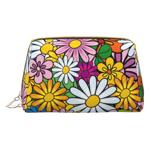 Hgvcse PVC-Leder-Make-up-Cartoon-Blumen-Beutel, Reißverschluss, Reise-Kosmetik-Organizer, täglicher Gebrauch, Aufbewahrungstasche, Weiss/opulenter Garten, Einheitsgröße von Hgvcse