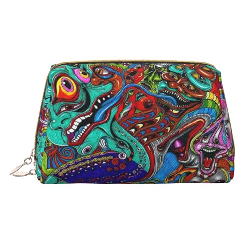 Hgvcse PVC-Leder-Make-up-Tasche, abstrakte Kunsttasche, Reißverschluss, Reise-Kosmetik-Organizer, täglicher Gebrauch, Aufbewahrungstasche, Weiss/opulenter Garten, Einheitsgröße von Hgvcse