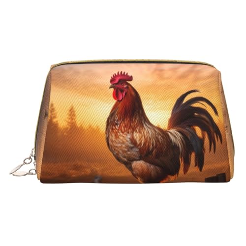 Hgvcse PVC-Leder-Makeuprooster auf Holz in Farmland-Tasche, Reißverschluss-Tasche, Reise-Kosmetik-Organizer, täglicher Gebrauch, Aufbewahrungstasche, Weiss/opulenter Garten, Einheitsgröße von Hgvcse