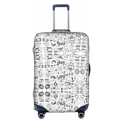 Hgvcse Reise-Videospiel Jungen Gepäckabdeckung Kofferschutz 45,7-81,3 cm Gepäck Urlaub Zubehör Essentials, Weiss/opulenter Garten, Large von Hgvcse