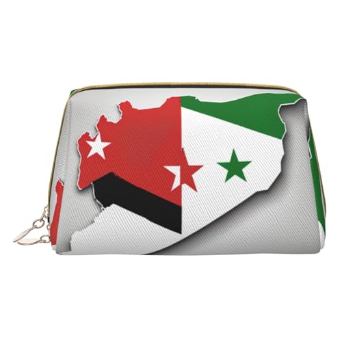 Hgvcse Tasche aus PVC-Leder, Motiv: Flagge der Arabischen Republik, Map04, Reise-Kosmetik-Organizer für den täglichen Gebrauch, Weiss/opulenter Garten, Einheitsgröße von Hgvcse