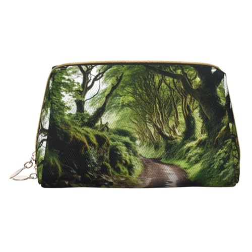 Make-up-Tasche aus PVC-Leder, Dunkelhecken, Nordirland, Reißverschluss, Reise-Kosmetik-Organizer, täglicher Gebrauch, Aufbewahrungstasche, Weiss/opulenter Garten, Einheitsgröße von Hgvcse