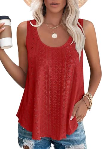 Damen Tank Top Sommer Cami Blusen Tops Oberteile Ärmellose Camisole Shirt Rot L von Hgyfcnb