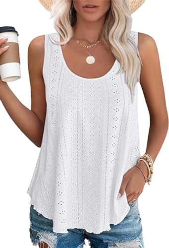 Damen Tank Top Sommer Cami Blusen Tops Oberteile Ärmellose Camisole Shirt Weiß XL von Hgyfcnb