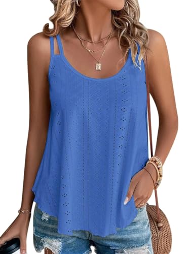 Damen Tank Top Sommer Spaghetti Cami Blusen Tops Oberteile Ärmellose Camisole Shirt Blau L von Hgyfcnb