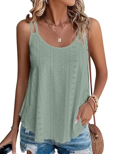 Damen Tank Top Sommer Spaghetti Cami Blusen Tops Oberteile Ärmellose Camisole Shirt Grün L von Hgyfcnb