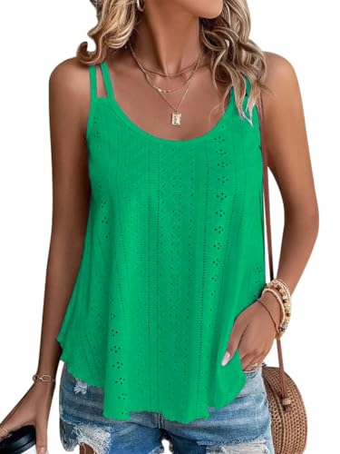 Damen Tank Top Sommer Spaghetti Cami Blusen Tops Oberteile Ärmellose Camisole Shirt Hellgrün L von Hgyfcnb