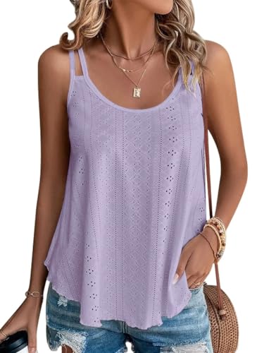 Damen Tank Top Sommer Spaghetti Cami Blusen Tops Oberteile Ärmellose Camisole Shirt Lila L von Hgyfcnb