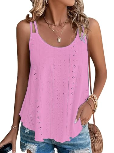 Damen Tank Top Sommer Spaghetti Cami Blusen Tops Oberteile Ärmellose Camisole Shirt Rosa L von Hgyfcnb