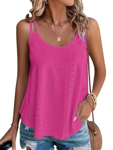 Damen Tank Top Sommer Spaghetti Cami Blusen Tops Oberteile Ärmellose Camisole Shirt Rose L von Hgyfcnb