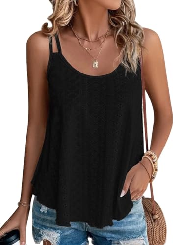 Damen Tank Top Sommer Spaghetti Cami Blusen Tops Oberteile Ärmellose Camisole Shirt Schwarz M von Hgyfcnb