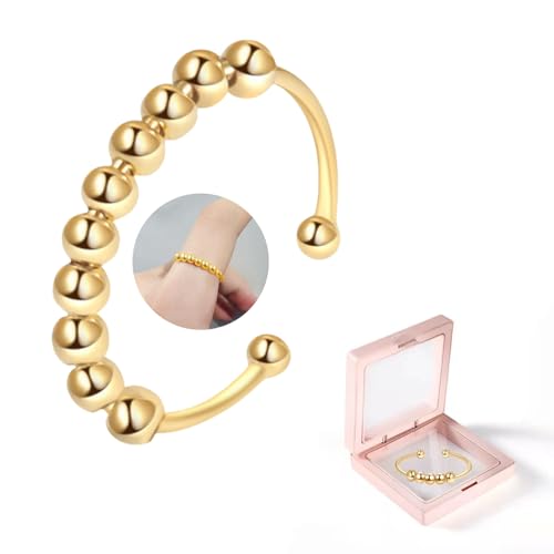 Shade Anxiety Ring, Langlebigem Edelstahl Wasserfester Damenring Verstellbare Ringe Gold Antistress Ring Modeschmuck für deinen individuellen Look Angstlinderungsring von HhBdy