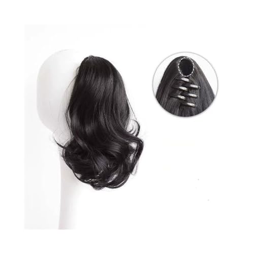 Schwanzclip im Haar 12-Zoll-Pferdeschwanzverlängerung, kurze Pferdeschwanz-Haarverlängerung mit Krallenclip, lockiges, gewelltes, hochtemperaturbeständiges Kunsthaar-Pferdeschwanz-Haarteil for Frauen von Hhaoran-9868